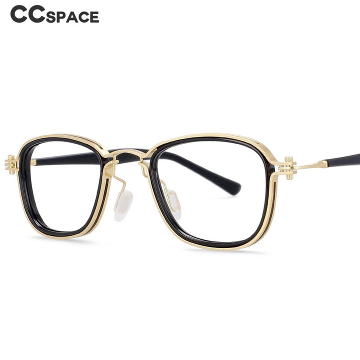 CCspace Unisex Full Rim Square Round Acetate Alloy Steampunk Frame Eyeglasses 54227 Full Rim CCspace