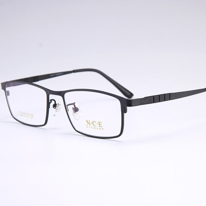 Bclear Men's Full Rim Square Titanium Eyeglasses My5009 Full Rim Bclear Black  