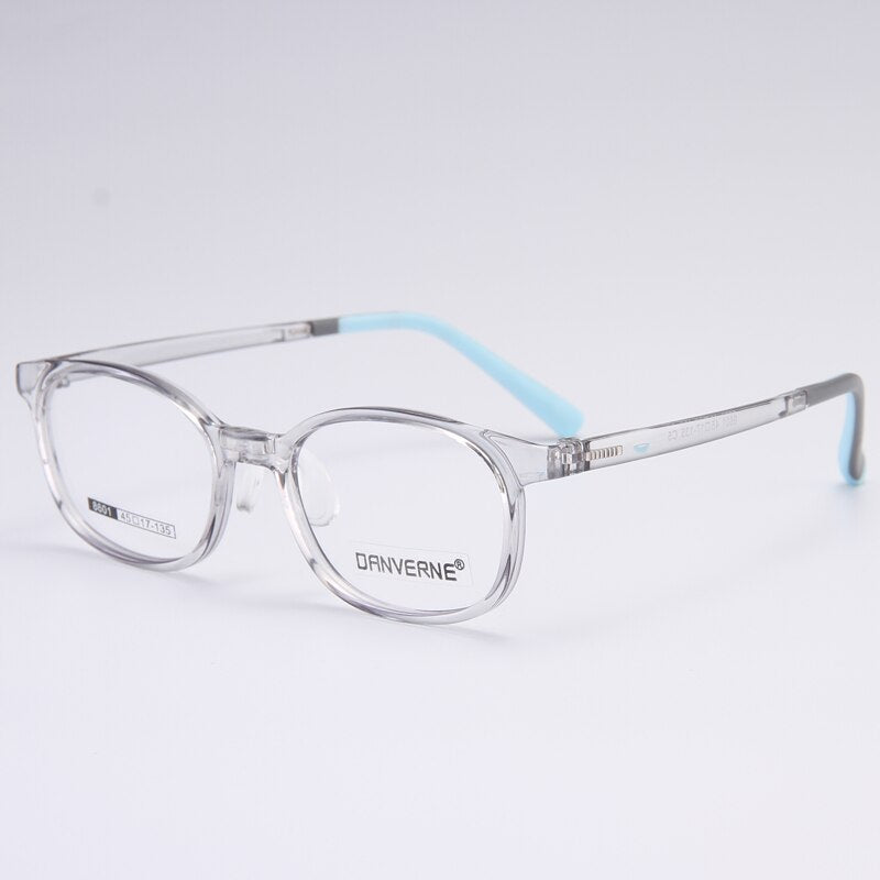 Gmei Unisex Children's Full Rim Round Rectangle Silicone TR90 Eyeglasses 8601 Full Rim Gmei Optical Grey