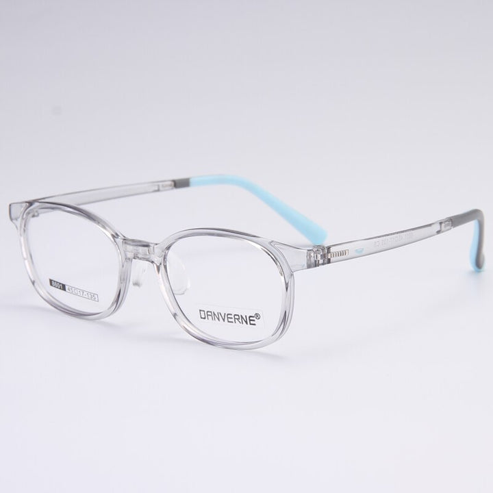 Gmei Unisex Children's Full Rim Round Rectangle Silicone TR90 Eyeglasses 8601 Full Rim Gmei Optical Grey