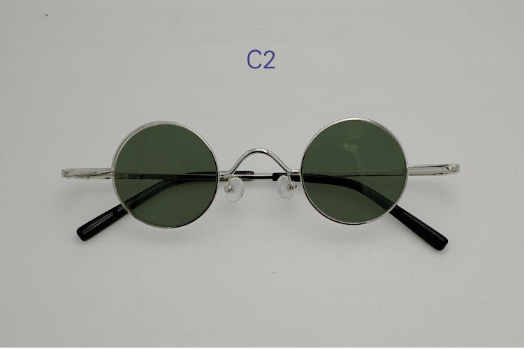 Yujo Unisex Full Rim Small Round 36mm Stainless Steel Polarized Sunglasses Y075 Sunglasses Yujo C2 China