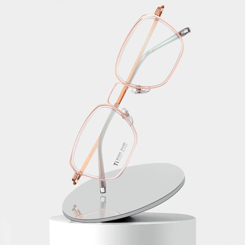 Reven Jate Unisex Full Rim Square Acetate Titanium Frame Eyeglasses R2325 Full Rim Reven Jate