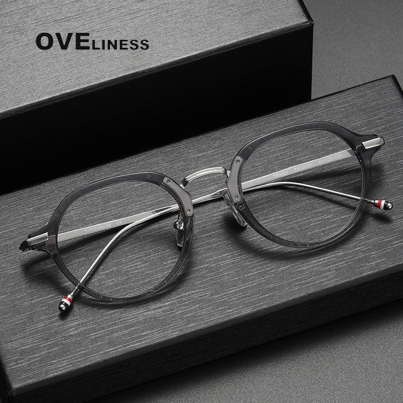 Oveliness Unisex Full Rim Polygon Acetate Titanium Eyeglasses Tbx421 Full Rim Oveliness   