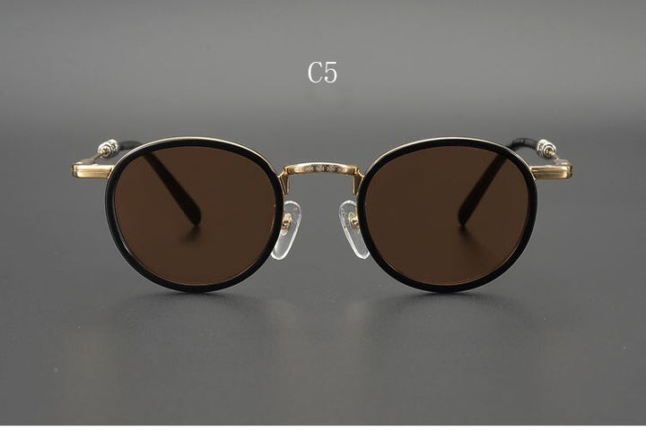 Yujo Men's Full Rim Round Acetate Alloy UV400 Dark Polarized Sunglasses Sunglasses Yujo C5 China
