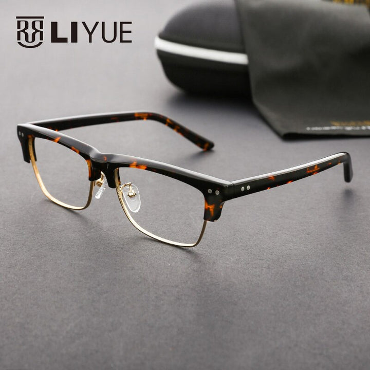 Oveliness Unisex Full Rim Square Acetate Alloy Eyeglasses Full Rim Oveliness