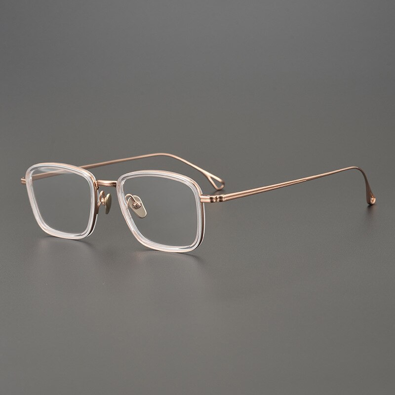 Gatenac Unisex Full Rim Square Titanium Acetate Frame Eyeglasses Gxyj785 Full Rim Gatenac Rose