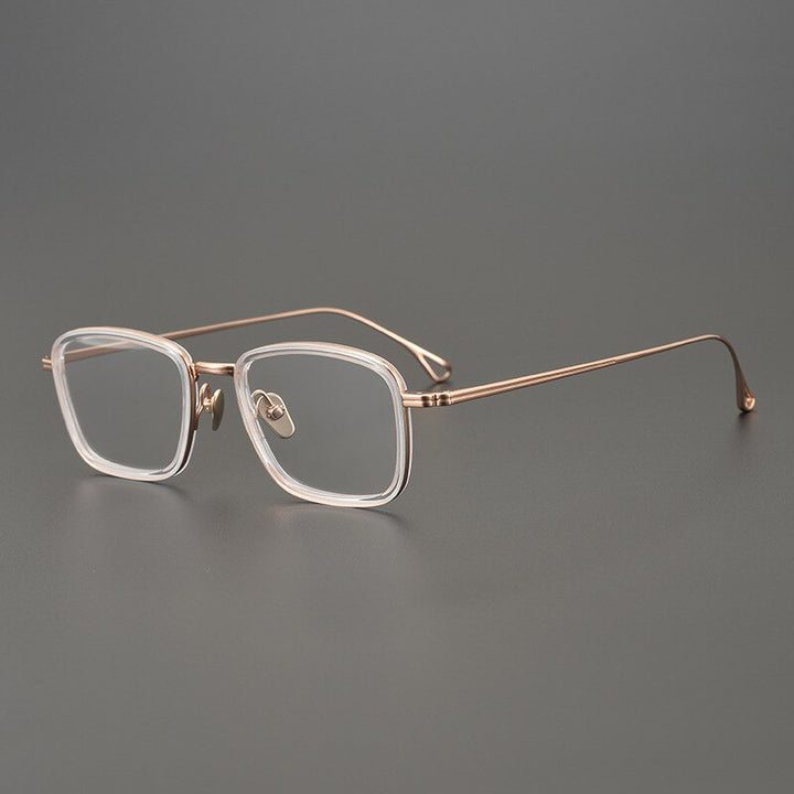 Gatenac Unisex Full Rim Square Titanium Acetate Frame Eyeglasses Gxyj785 Full Rim Gatenac Rose