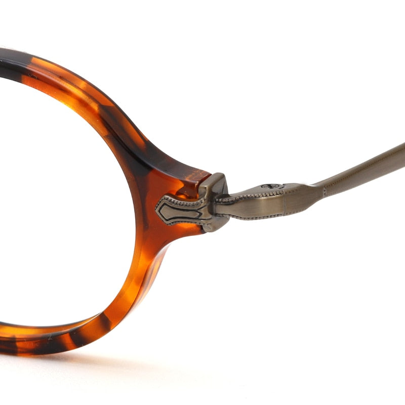 Muzz Unisex Full Rim Small Round Acetate Titanium Eyeglasses 180 Full Rim Muzz