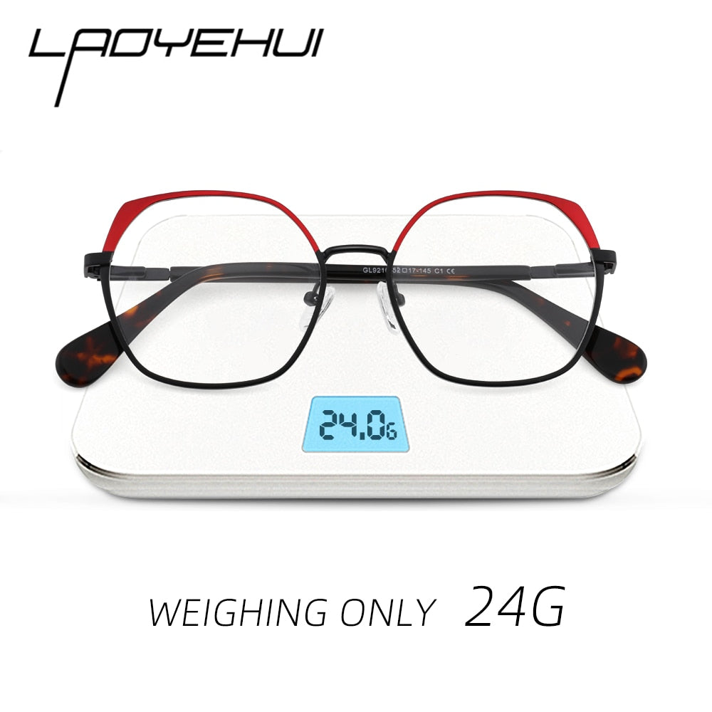 Laoyehui Women's Full Rim Polygon Cat Eye Alloy Reading Glasses Anti-Blue Light Gl9210 Reading Glasses Laoyehui