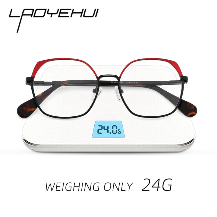 Laoyehui Women's Full Rim Polygon Cat Eye Alloy Reading Glasses Anti-Blue Light Gl9210 Reading Glasses Laoyehui