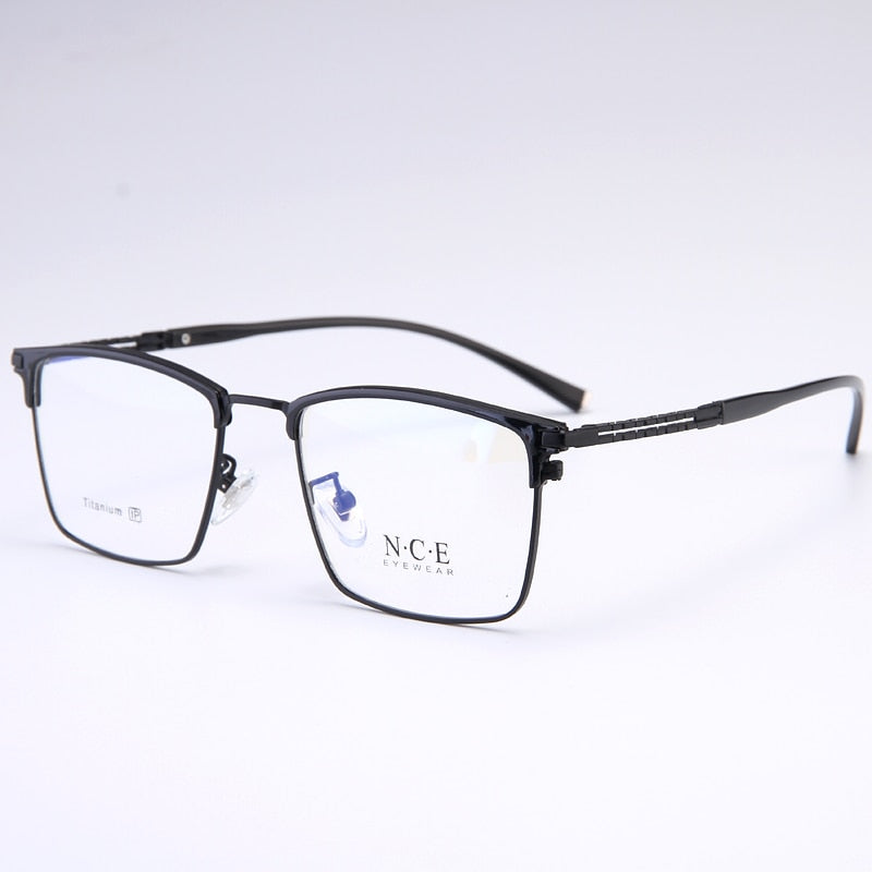 Bclear Men's Full Rim Square Titanium Frame Eyeglasses My8622 Full Rim Bclear black  