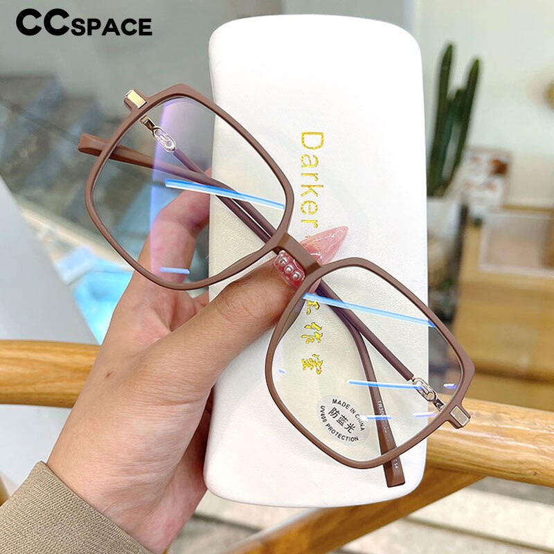 CCspace Unisex Full Rim Square Tr 90 Alloy Eyeglasses 55877 Full Rim CCspace