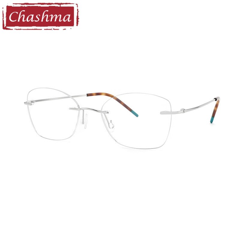 Chashma Ottica Unisex Rimless Rounded Square Titanium Eyeglasses 9017 Rimless Chashma Ottica Silver