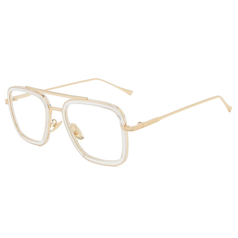 CCspace Unisex Full Rim Square Double Bridge Tr 90 Alloy Eyeglasses 54823 Full Rim CCspace China GoldClear