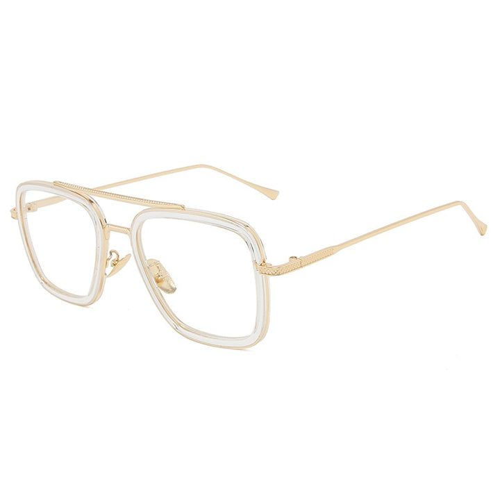 CCspace Unisex Full Rim Square Double Bridge Tr 90 Alloy Eyeglasses 54823 Full Rim CCspace China GoldClear