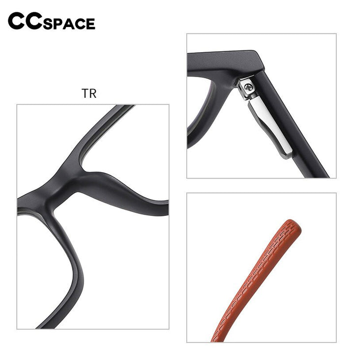 CCspace Unisex Full Rim Square Tr 90 Titanium Eyeglasses 55256 Full Rim CCspace