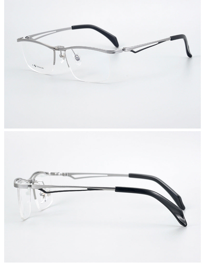 Hdcrafter Unisex Semi Rim Rectangle Titanium Flip Up Frame Eyeglasses T18044 Semi Rim Hdcrafter Eyeglasses