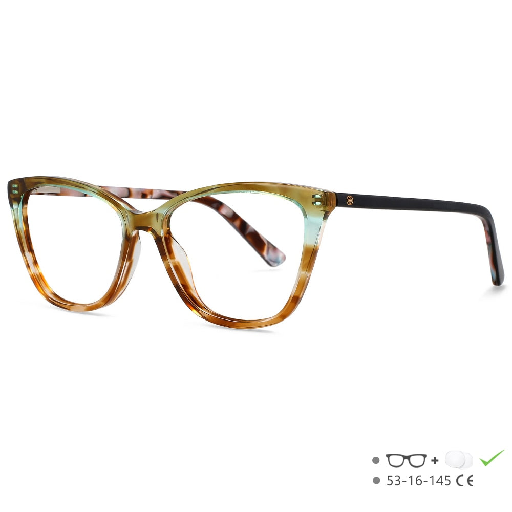 CCspace Unisex Full Rim Square Cat Eye Acetate Eyeglasses 55569 Full Rim CCspace C3 China