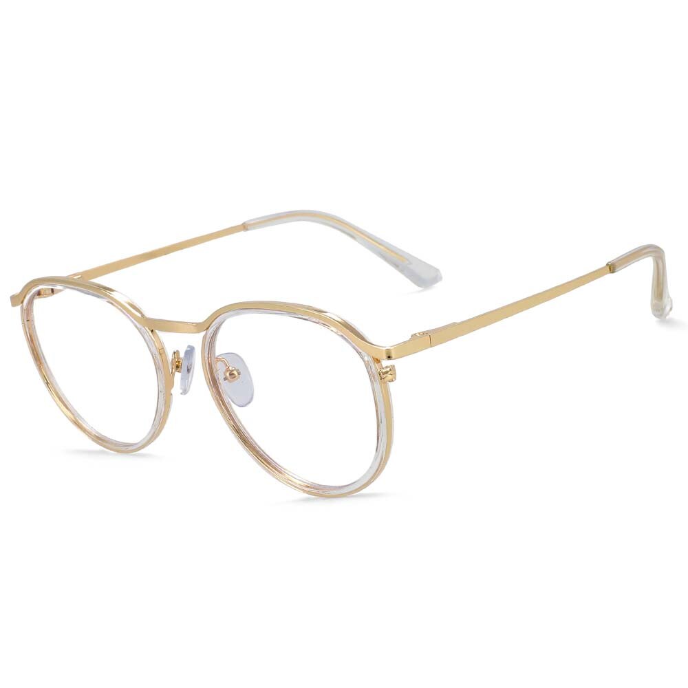 CCspace Unisex Full Rim Round Tr 90 Alloy Frame Eyeglasses 54241 Full Rim CCspace CN Clear