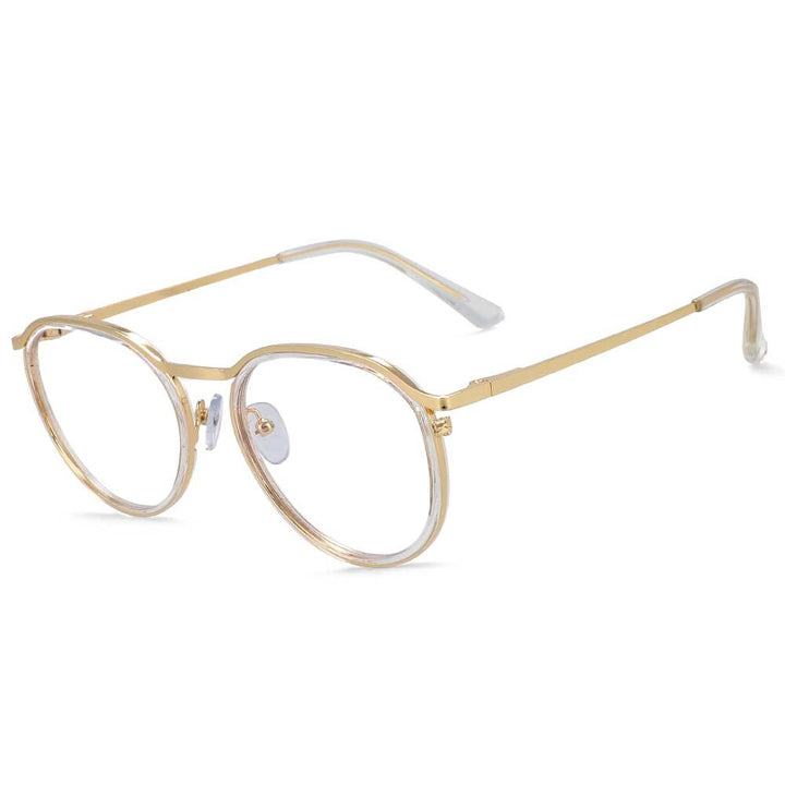 CCspace Unisex Full Rim Round Tr 90 Alloy Frame Eyeglasses 54241 Full Rim CCspace CN Clear