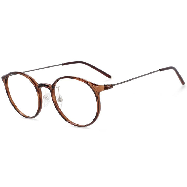 CCspace Unisex Full Rim Round Tr 90 Titanium Frame Eyeglasses 54274 Full Rim CCspace China C35matte-coffee