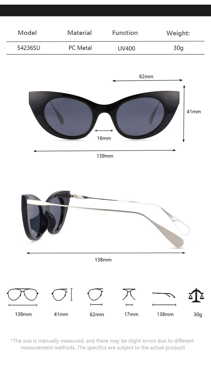 CCspace Women's Full Rim Cat Eye Resin Frame Sunglasses 54236 Sunglasses CCspace Sunglasses