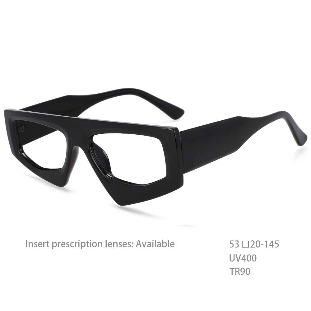 CCspace Unisex Full Rim Irregular Rectangle Acetate Eyeglasses 54421 Full Rim CCspace China Black