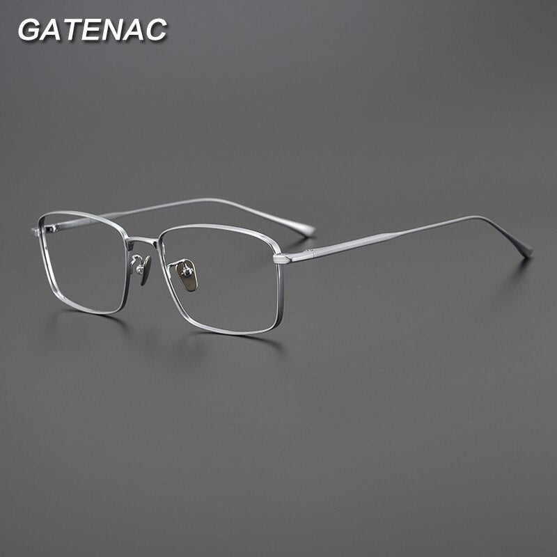 Gatenac Unisex Full Rim Square Titanium Eyeglasses Gxyj990 Full Rim Gatenac