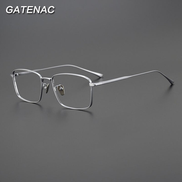 Gatenac Unisex Full Rim Square Titanium Eyeglasses Gxyj990 Full Rim Gatenac