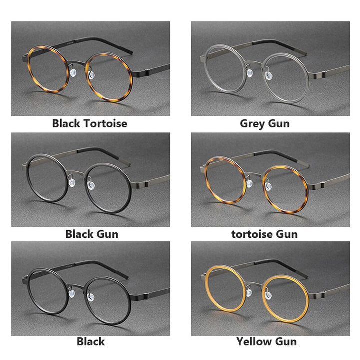 Oveliness Unisex Full Rim Round Acetate Titanium Eyeglasses 9707 Full Rim Oveliness