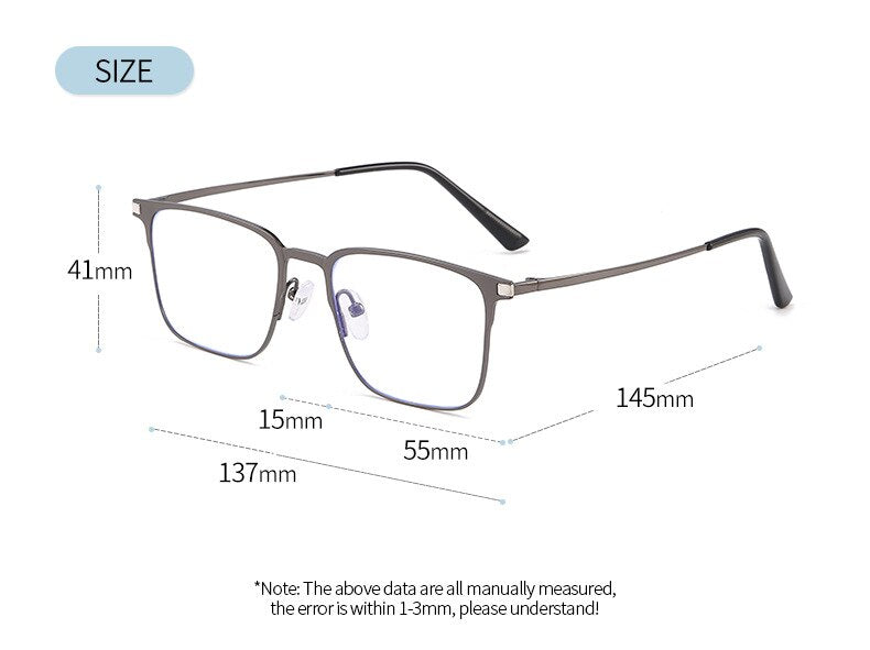 Hdcrafter Unisex Full Rim Square Alloy Eyeglasses Clip On Polarized Sunglasses 7012 With Clip Ons Hdcrafter Eyeglasses