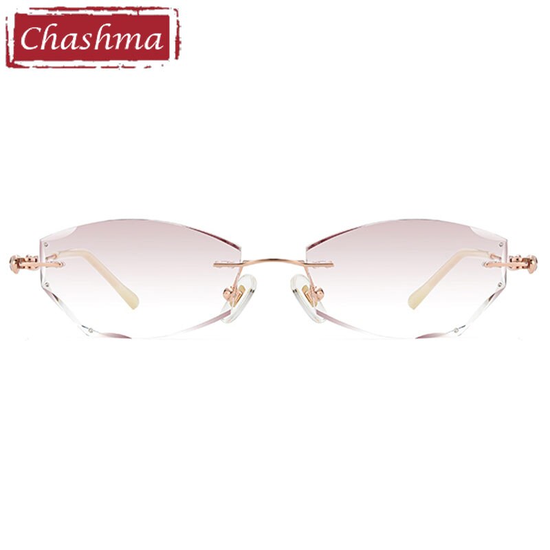 Chashma Women's  Rimless Rectangle Titanium Frame Diamond Trimmed Eyeglasses 5847 Rimless Chashma