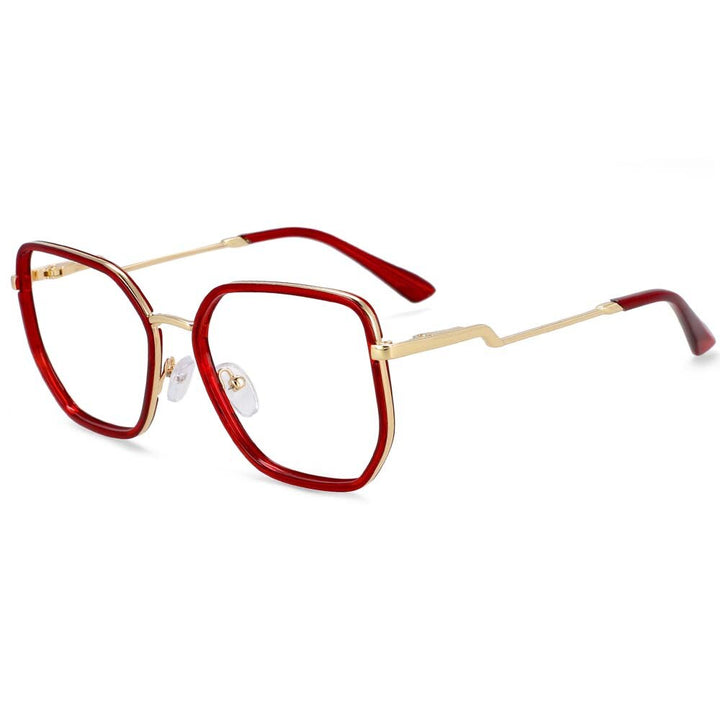 CCspace Women's Full Rim Square Tr 90 Titanium Frame Eyeglasses 54197 Full Rim CCspace Red