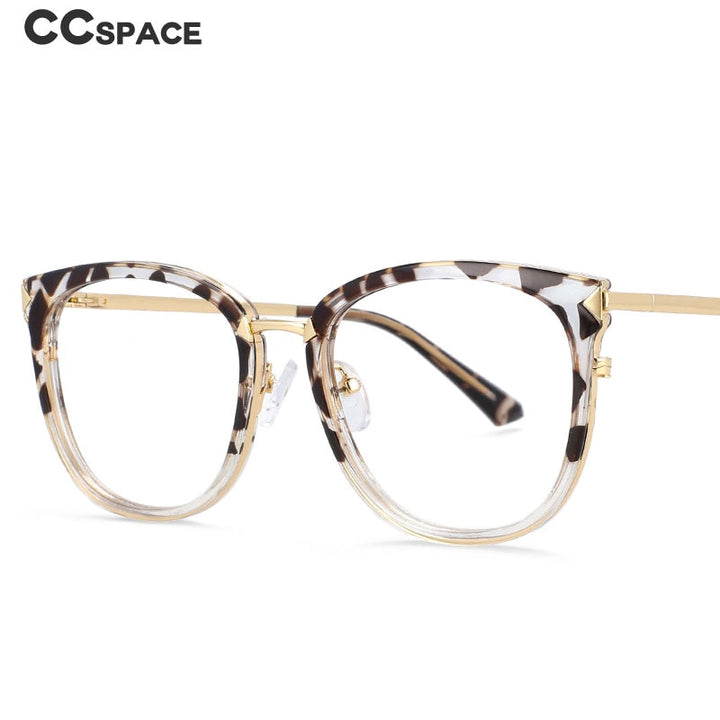 CCspace Women's Full Rim Square Round Tr 90 Titanium Frame Eyeglasses 54156 Full Rim CCspace