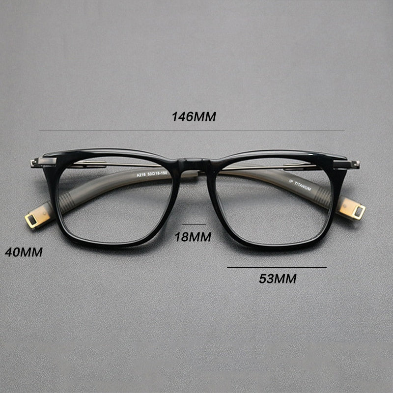 Gatenac Unisex Full Rim Square Titanium Acetate Frame Eyeglasses Gxyj768 Full Rim Gatenac