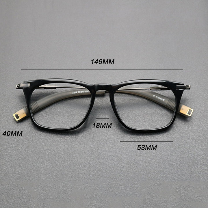 Gatenac Unisex Full Rim Square Titanium Acetate Frame Eyeglasses Gxyj768 Full Rim Gatenac