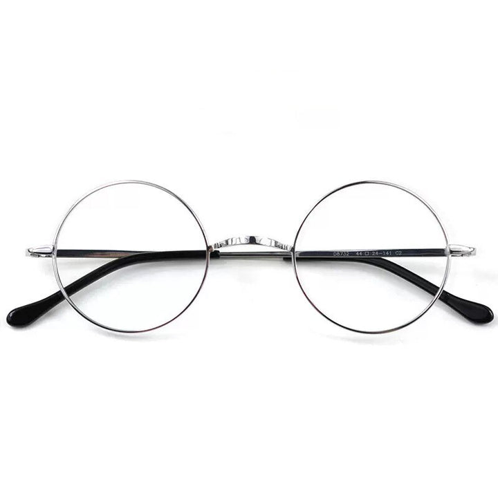 Hdcrafter Unisex Full Rim Round Titanium Eyeglasses Full Rim Hdcrafter Eyeglasses Silver