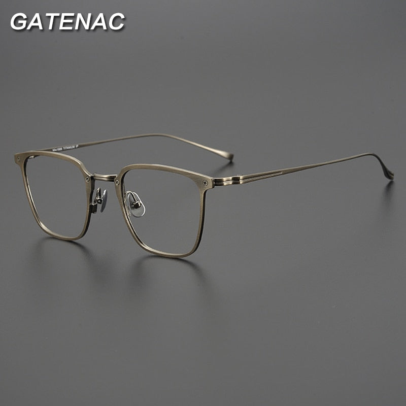 Gatenac Unisex Full Rim Square Titanium Eyeglasses Gxyj965 Full Rim Gatenac