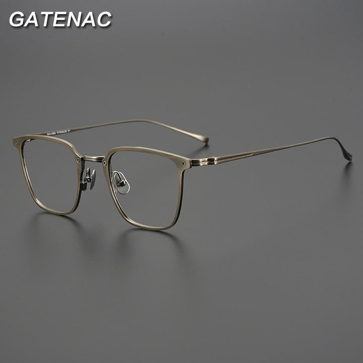 Gatenac Unisex Full Rim Square Titanium Eyeglasses Gxyj965 Full Rim Gatenac
