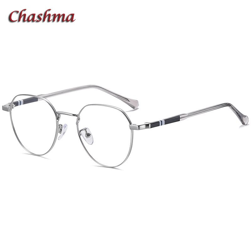 Chashma Unisex Full Rim Round Stainless Steel Frame Eyeglasses 1921 Full Rim Chashma Silver
