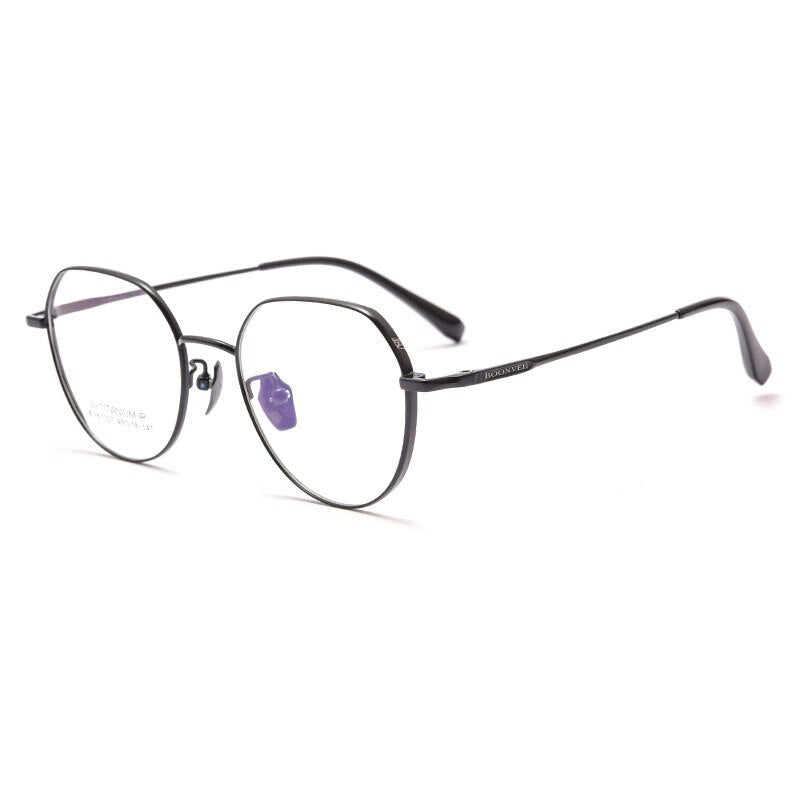 Yimaruili Unisex Full Rim Polygon Titanium Eyeglasses BV87007 Full Rim Yimaruili Eyeglasses Black
