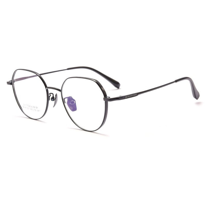 Yimaruili Unisex Full Rim Polygon Titanium Eyeglasses BV87007 Full Rim Yimaruili Eyeglasses Black