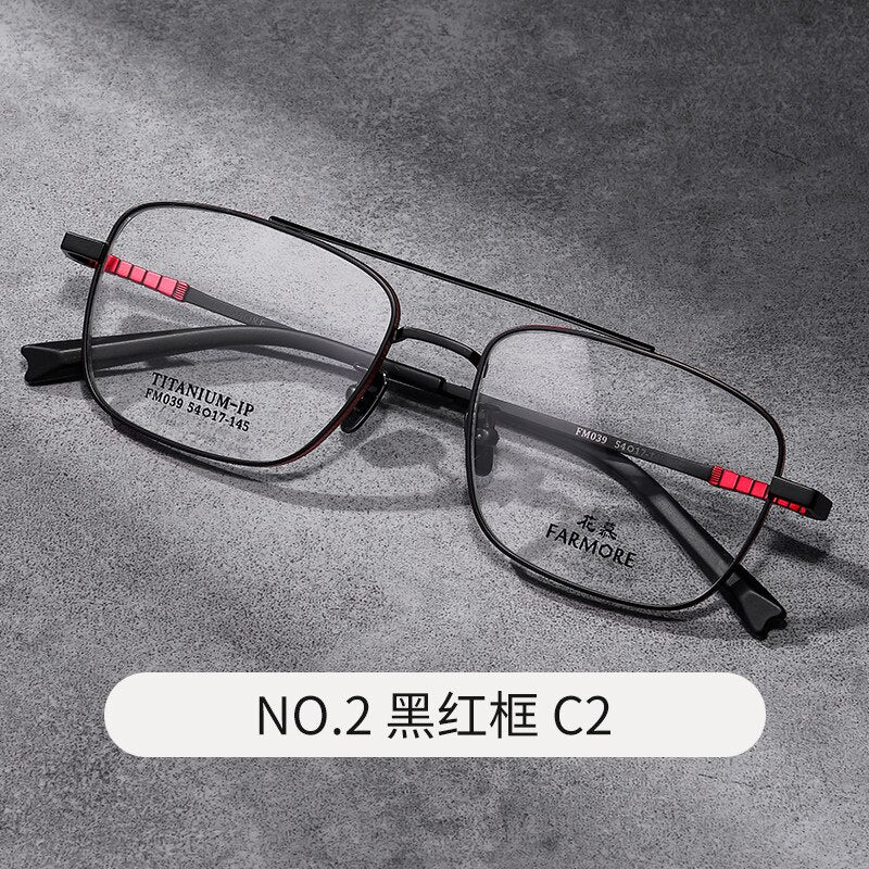 Reven Jate Unisex Full Rim Square Double Bridge Titanium Eyeglasses Fm039 Full Rim Reven Jate C2