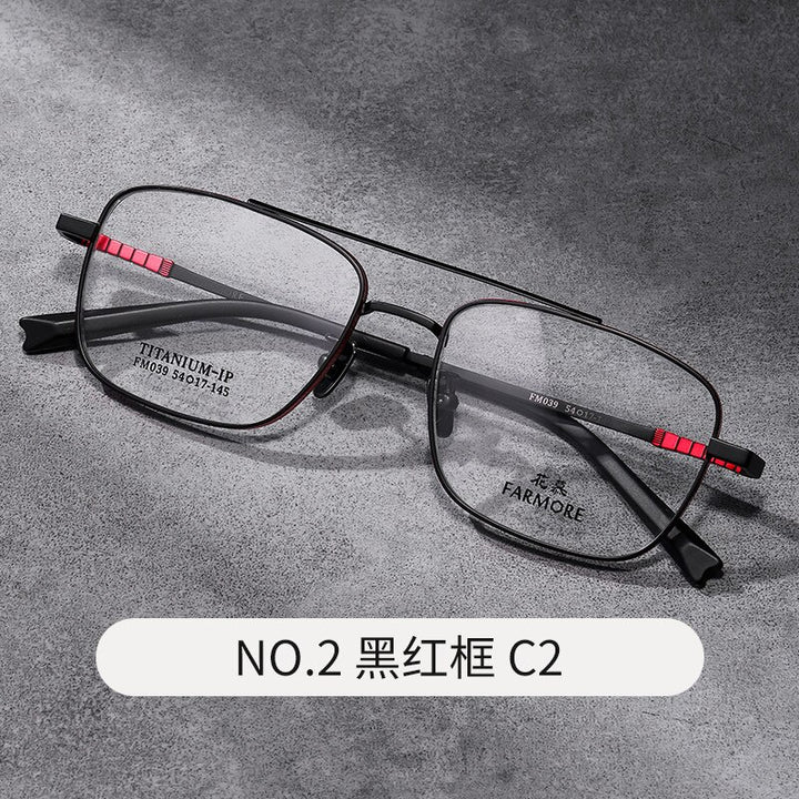 Reven Jate Unisex Full Rim Square Double Bridge Titanium Eyeglasses Fm039 Full Rim Reven Jate C2