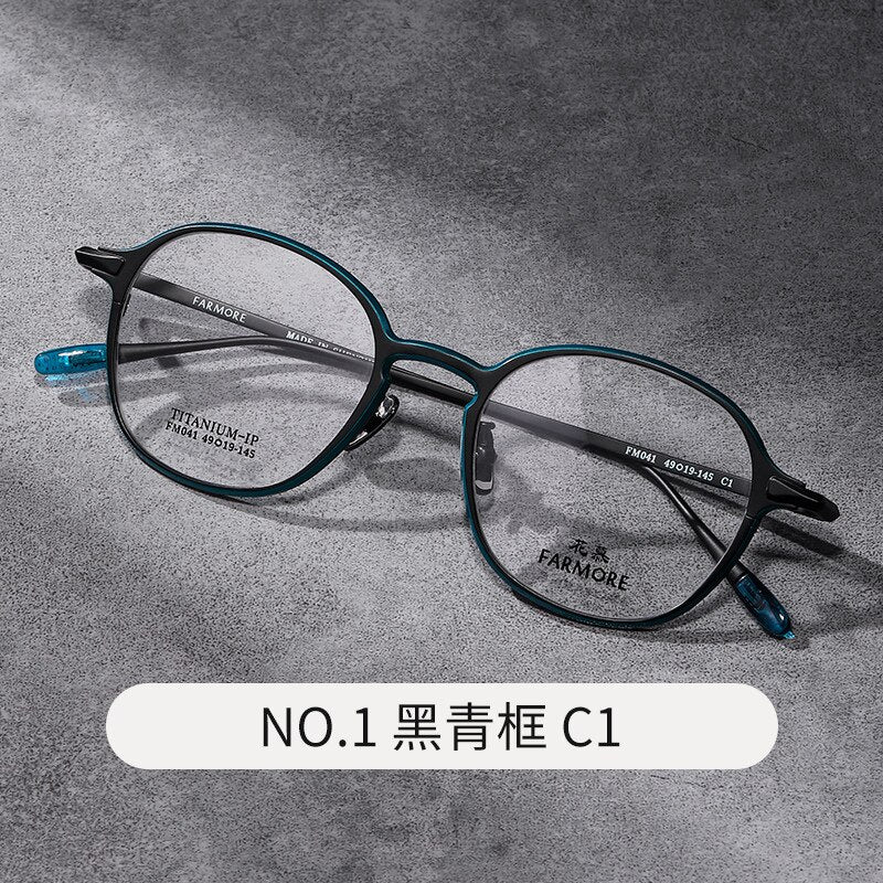 Reven Jate Unisex Full Rim Round Titanium Eyeglasses FM041 Full Rim Reven Jate C1