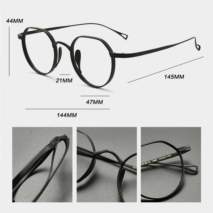 Gatenac Unisex Full Rim Oval Round Titanium Eyeglasses Gxyj832 Full Rim Gatenac
