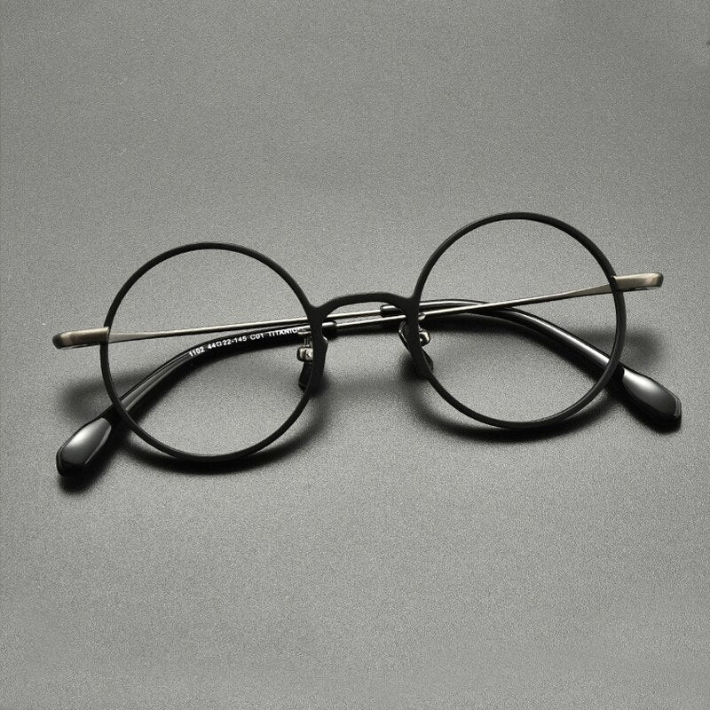 Gatenac Unisex Full Rim Round Titanium Eyeglasses Gxyj847 Full Rim Gatenac Black