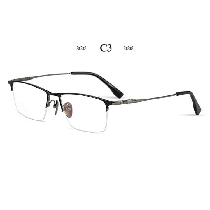 Hotochki Men's Semi Rim Square Tr 90 Titanium Frame Eyeglasses Bv6010 Semi Rim Hotochki C3