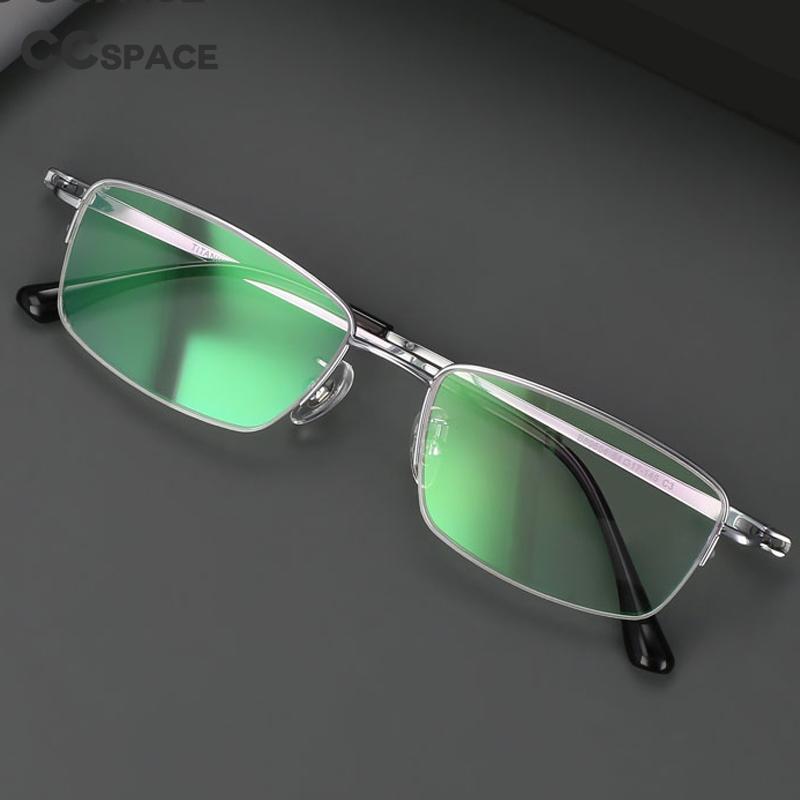 CCspace Women's Semi Rim Square Hand Crafted Titanium Eyeglasses 55883 Semi Rim CCspace