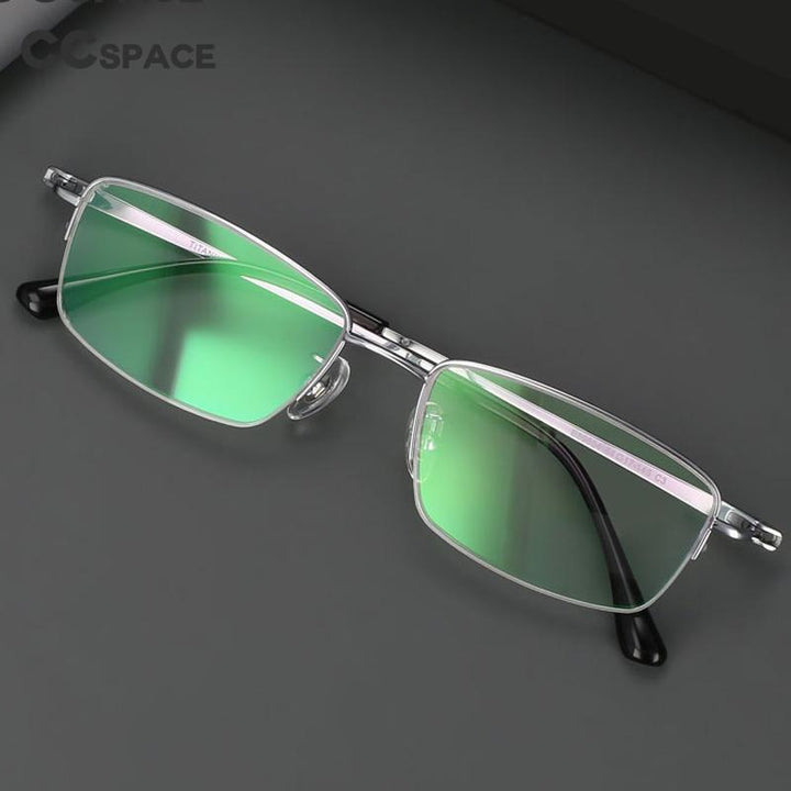 CCspace Women's Semi Rim Square Hand Crafted Titanium Eyeglasses 55883 Semi Rim CCspace